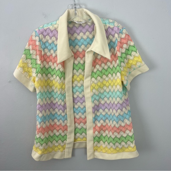 jcpenney Sweaters - Vintage JCPenney Fashion Chevron Knit Cardigan